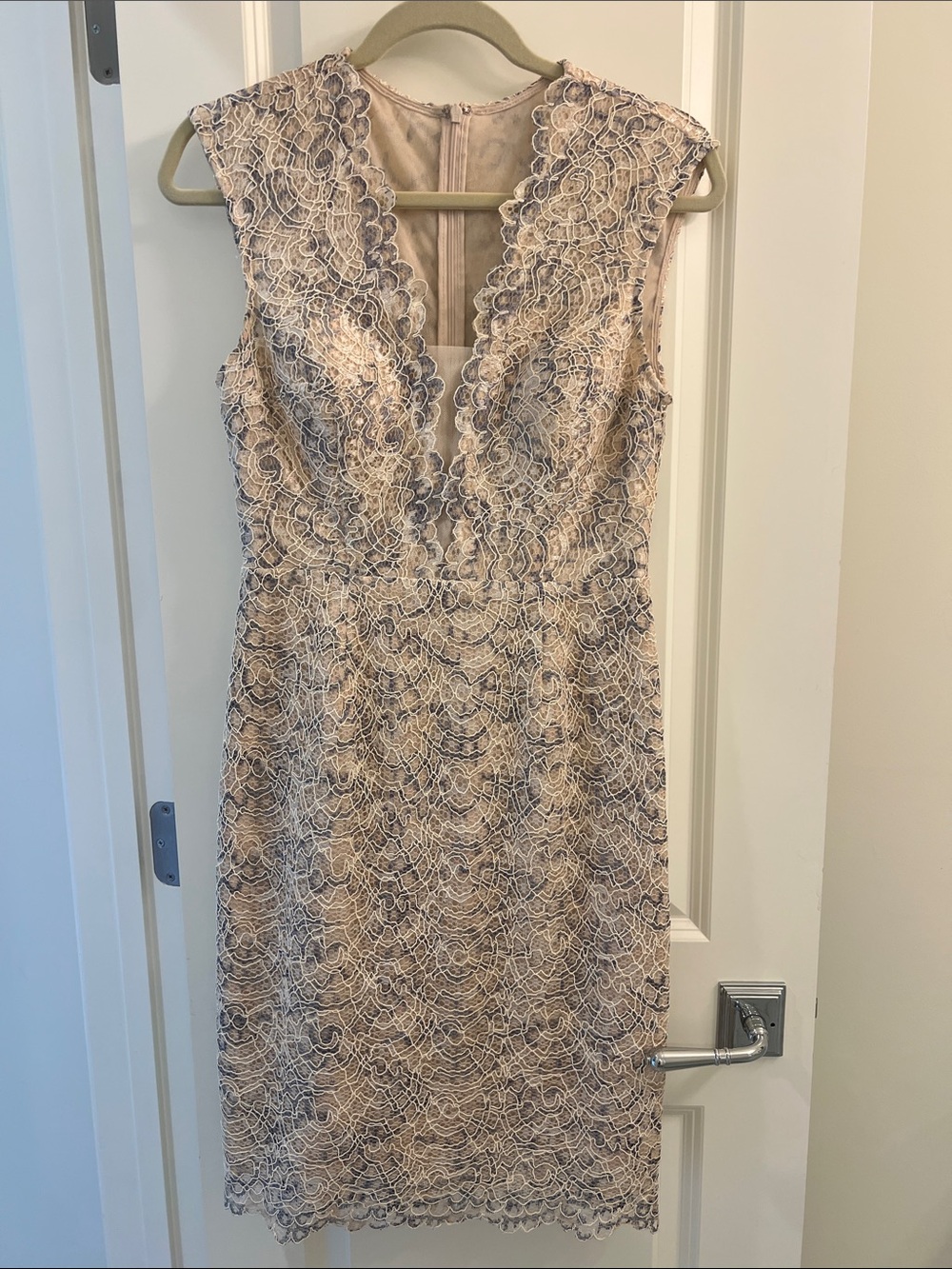Nicole Miller Cream Lace Sheath Dress